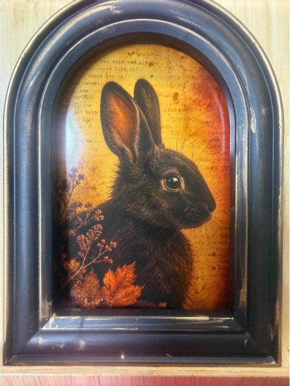Vintage Inspired frame rabbit desk or wall decor